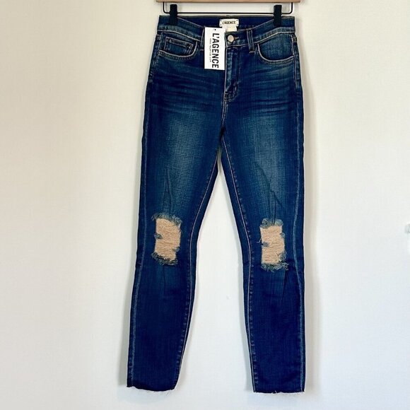 NWT L'AGENCE El Matador Distressed French Slim Cropped Jeans - Size 25 - Picture 1 of 6